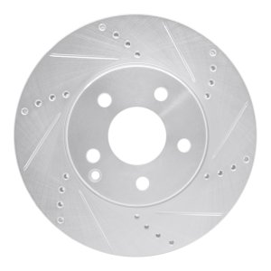 Mercedes-Benz E350 Brake Rotor (1) - Front Right - R1 Concepts - Drilled & Slotted - Silver - `03-`09